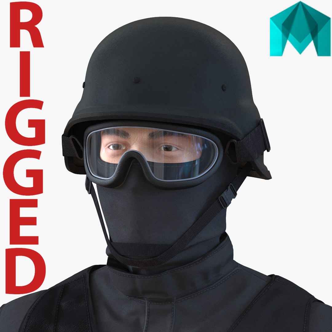 SWAT Man Mediterranean Rigged 2 for Maya 3D model preview