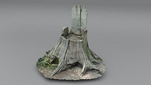3D model Tree Stump carved into Throne Photoscan Low Poly