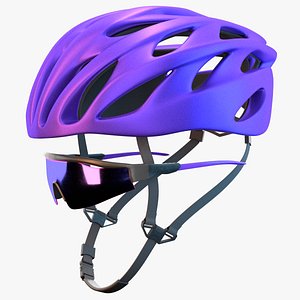 Bike Helmet With Sport Glasses PBR 3D