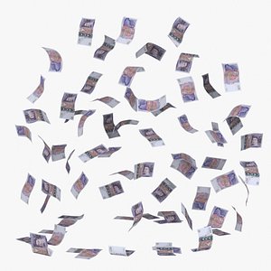 England 20 pounds Falling Notes Flow 3D model