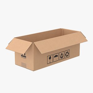 Cardboard Box 50x20x20 Open 3D model