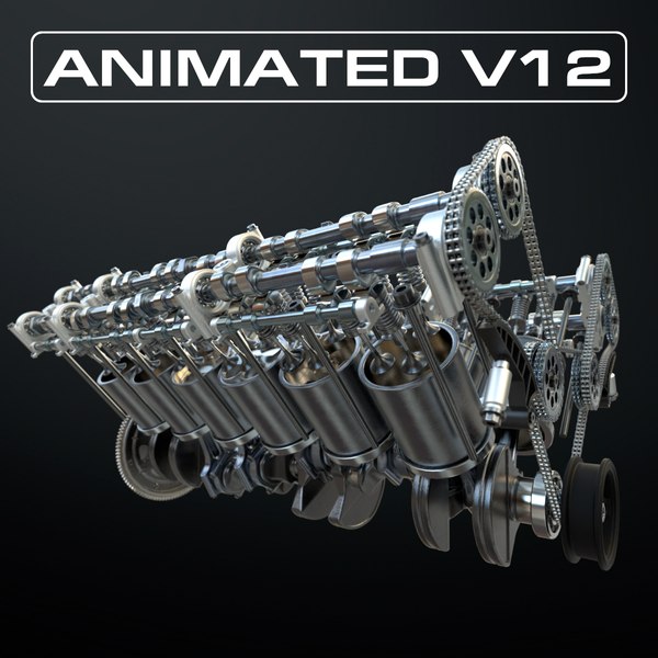 3D V12 Engine Working Animated model - TurboSquid 1745357
