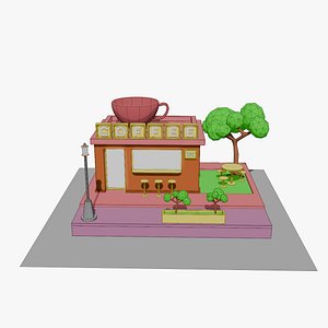3D Cartoon Style Coffee House model