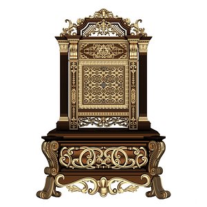 3D Casket Clock Carved 02 Red