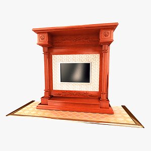 3d max fireplace metal stone