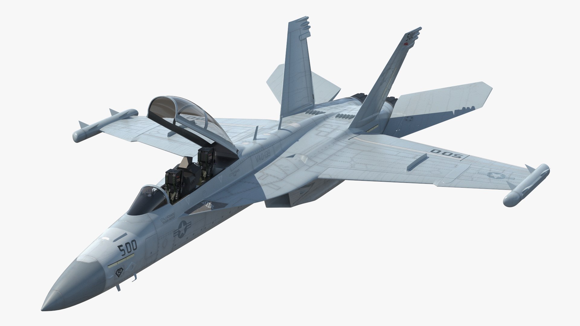 Aircraft Boeing EA-18G without Armament Rigged for Maya 3D model preview