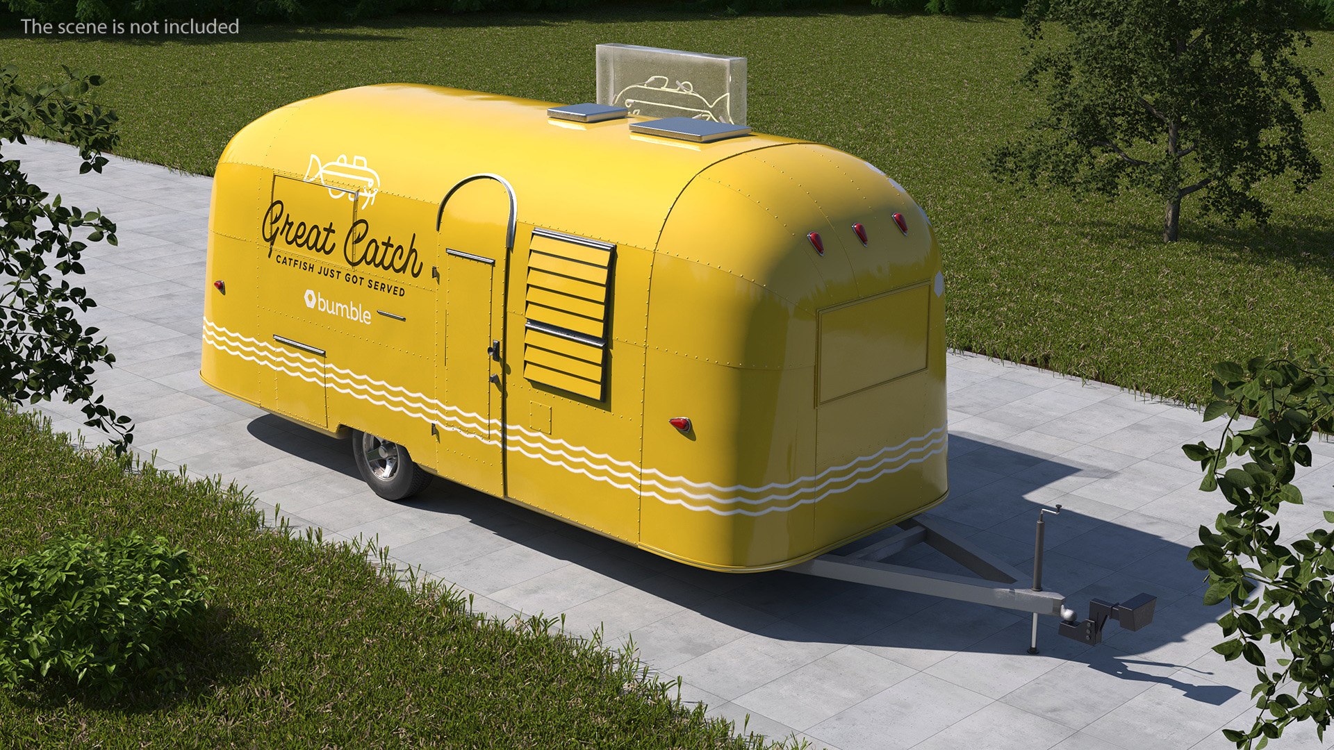 Yellow Fish Food Truck Rigged 3D model TurboSquid 2054603