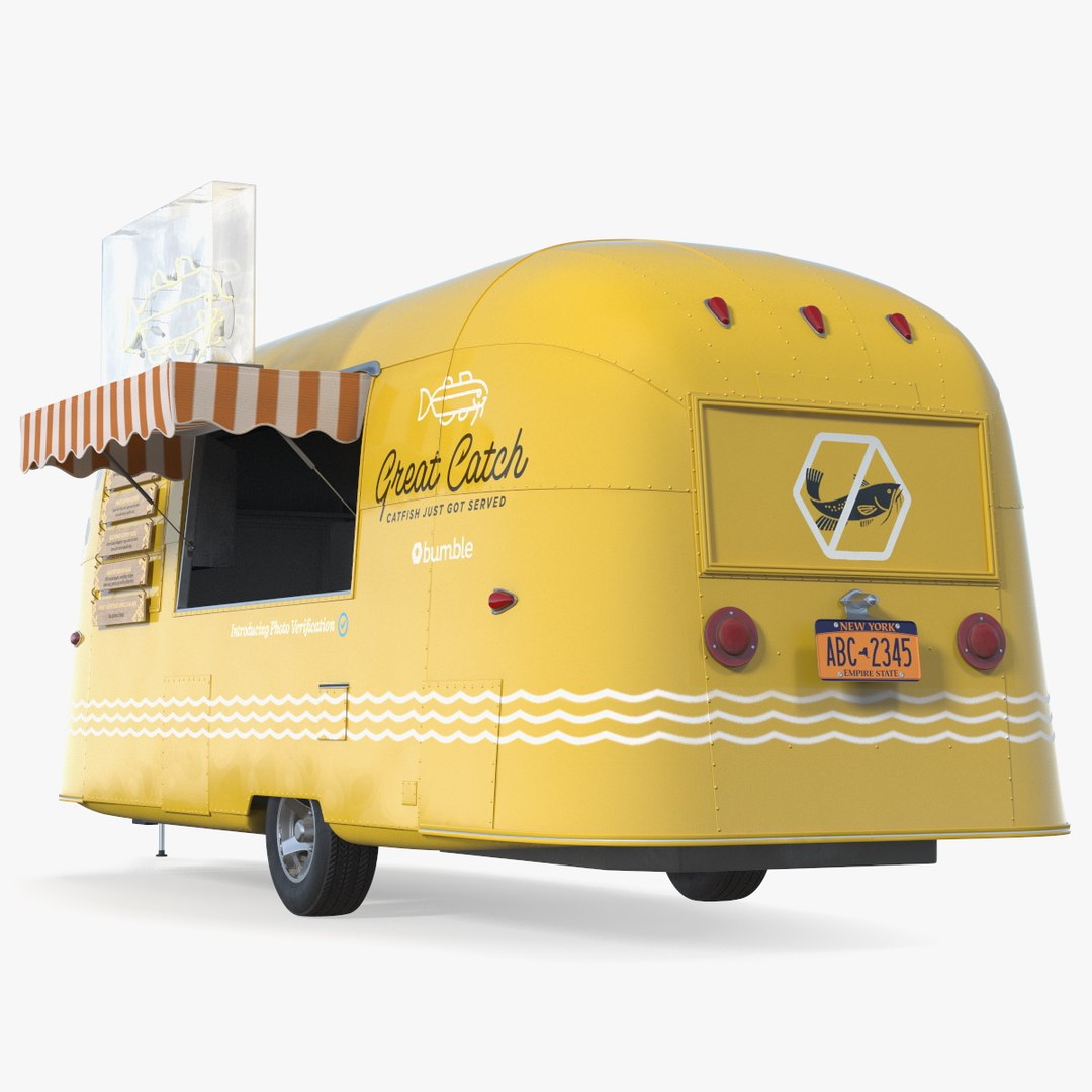 Yellow Fish Food Truck Rigged 3D model TurboSquid 2054603