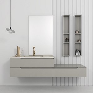 bathroom furniture set gold 3D