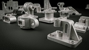 Building Blocks Kit Casted Parts Hard Surface ALUMINUM V7 3D model