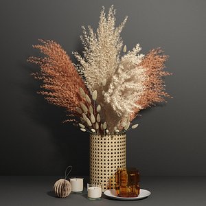 3D vase grass dry