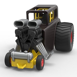 Diecast Mini Rod pulling tractor 5 Scale 1 to 25 3D model