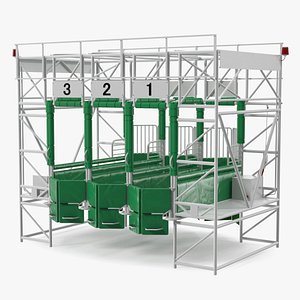 3D Horse Racing Starting Gates for 3 Places model