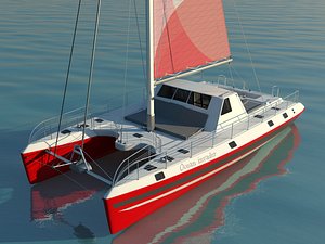 catamaran sailboat 3d model