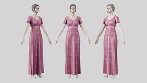 3D Dress 04 Dusty Rose Velvet With Design