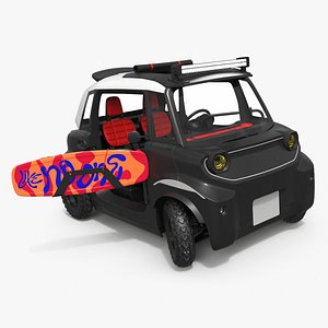 Street Art Offroad Microcar Black Rigged for Maya 3D model