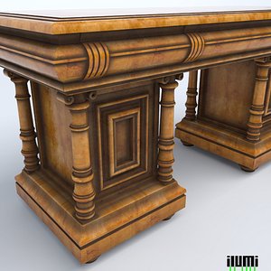 3d baroque style writing desk