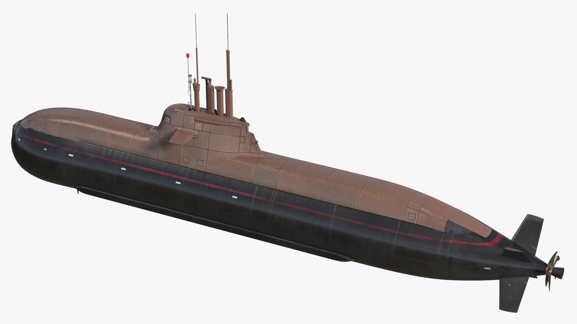 Compact Submarine HDW Class 212A Wet Rigged for Maya 3D model preview
