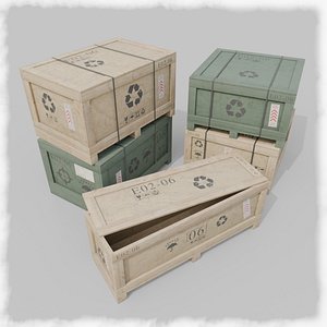 Customizable Wooden Crate Trio - Compact Set model