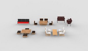 3D wating chair set 3D model model