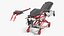 Automatic Medical Cot With Loading Guide Black Red Rigged model
