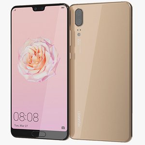 realistic huawei p20 pink 3D model