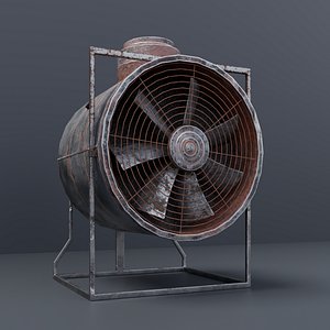 Post-Apocalyptic Rusty Industrial Ventilation Fan Low-poly 3D model