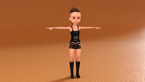 laomusic cartoon female 3D model