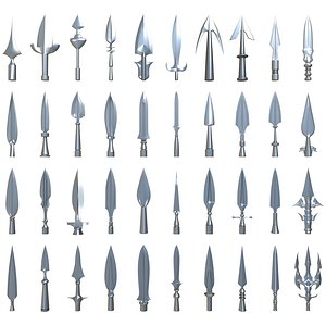 40 Medieval Spearheads  Vol 1 Basemesh Game ready  and Archviz Assets model