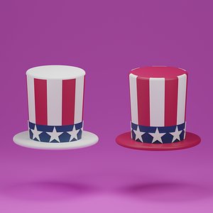 3D Cartoon Uncle Sam Top Hat