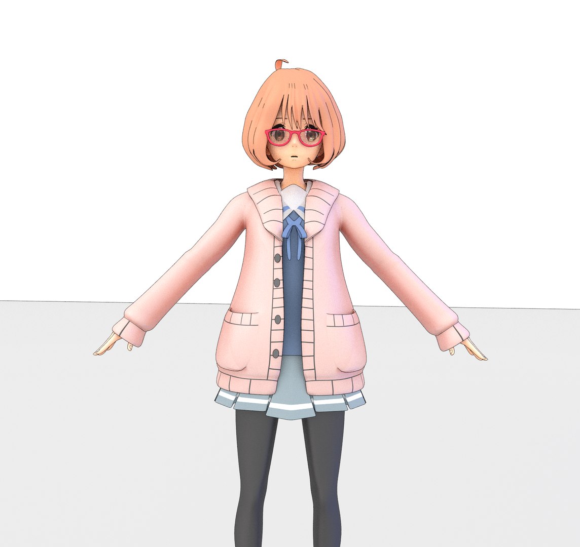 Mirai from kyoukai no kanata free 3D model rigged