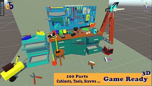 3D Comprehensive Low-Poly Toolset Collection 100 Parts