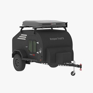 3D model Black Trailer Teardrop Lights On