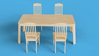 Simple Basic Wooden Table And 4 Chairs  3 Model