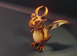 Cartoon Bronze Dragon Rigged Low-poly 3D Model model