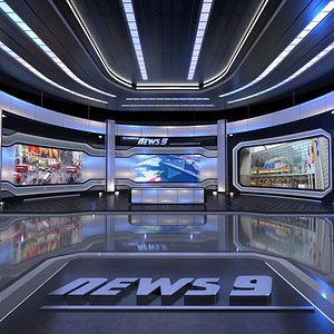 3D VR News Studio Europa 1 model