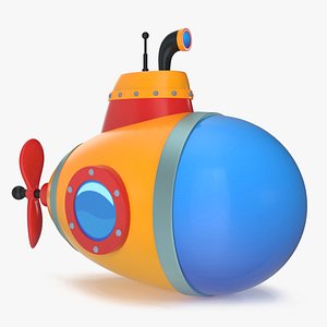 3D Cartoon Style Submarine Yellow