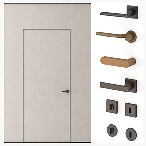 Minimalistic door and handles 3D model