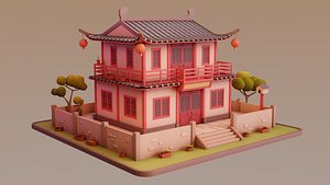 3D Stylized Chinese House 02 model