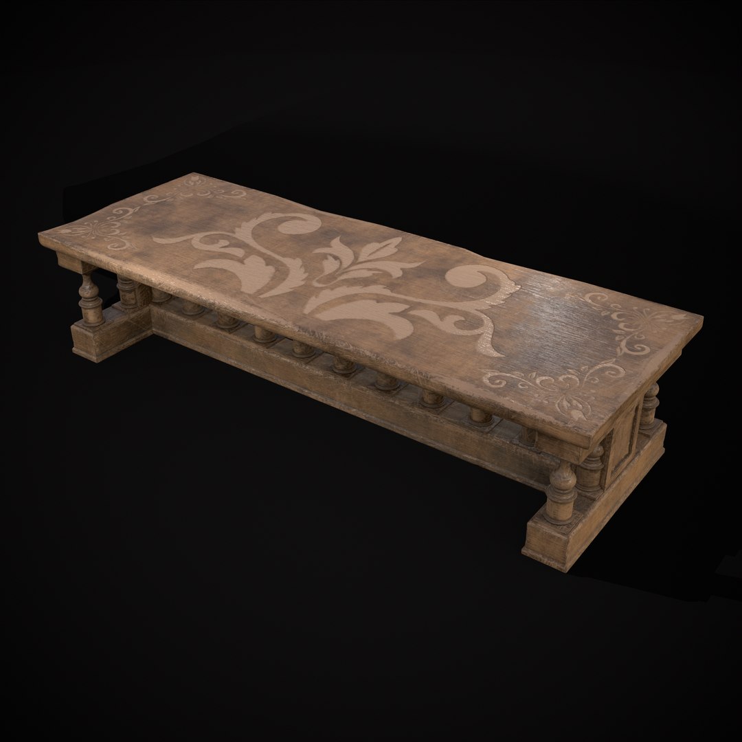 Long Renaissance Table 3D Model - TurboSquid 2052861