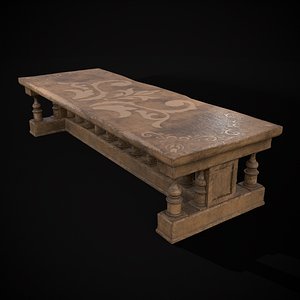 Long Renaissance Table 3D model