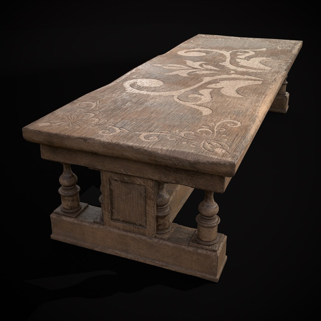 Long Renaissance Table 3D Model - TurboSquid 2052861