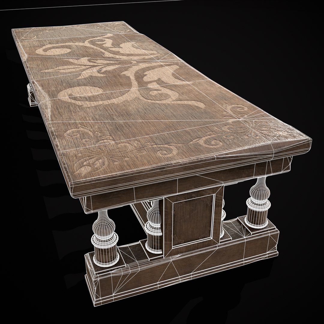 Long Renaissance Table 3D Model - TurboSquid 2052861