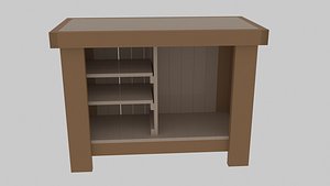 wooden bar counter 3D model