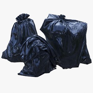 black plastic garbage bags 3D model