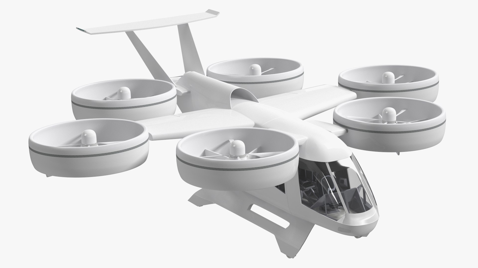 Futuristic Flying Taxi Rigged for Cinema 4D 3D model preview