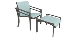 3D model Tropitone KOR relaxed sling lounge chair and ottoman