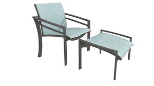 Tropitone KOR relaxed sling lounge chair and ottoman