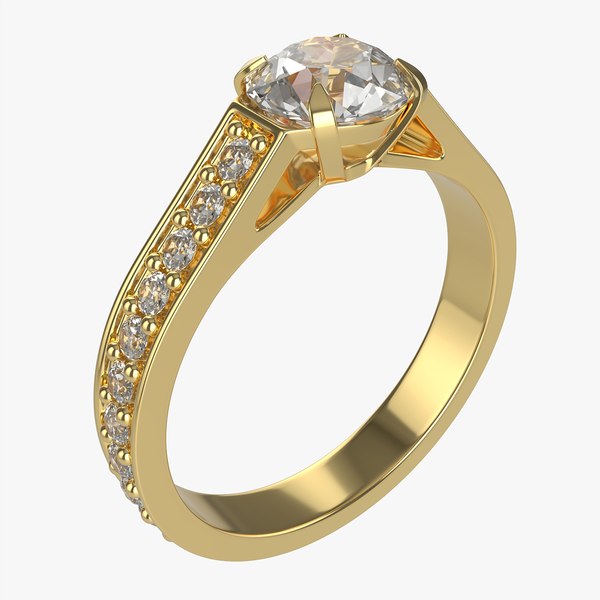 Gold Diamond Ring Jewelry 02 3D