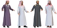 4x Man real cloth simulation conversation loop animation